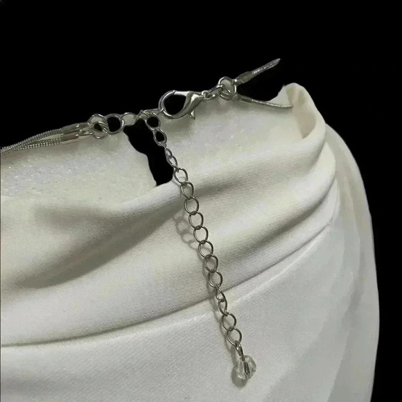 Layered Silver-tone Necklace with Rhinestones - Picture 3 of 7